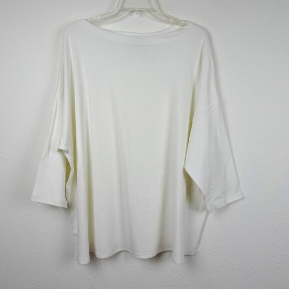 Karen Kane Boat Neck Top Women's Plus Size 2X White 3/4 Sleeve Made in USA - Picture 1 of 10